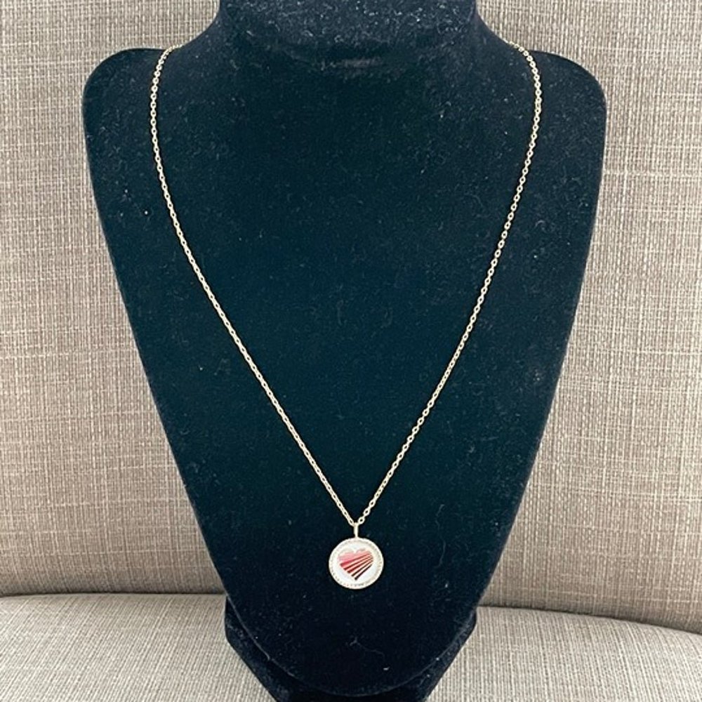 Valentines Day LULU DK Necklace LOVE 14K Plated Reversible Enamel Crystal Accent - Picture 4 of 11